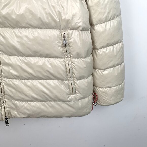 Moncler Haffner Beige Lamb Wool & Down Hooded Jacket 5 XL Double-Face Zippered P - Picture 6 of 15